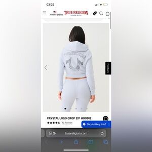 CRYSTAL LOGO CROP ZIP HOODIE